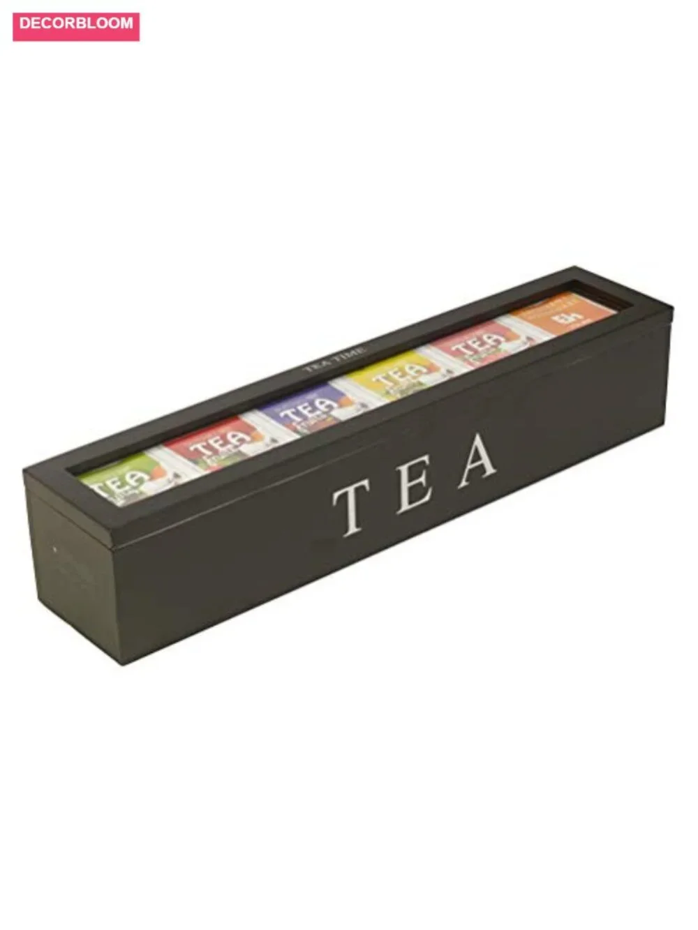 Wooden Tea Storage Box with Slots - Multi-Purpose Organizer for Bags